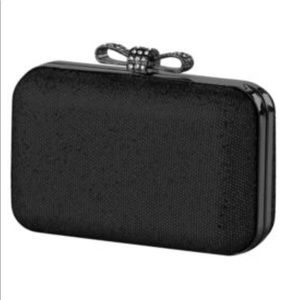 BLACK CLUTCH WITH SPARKLE BOW NWT